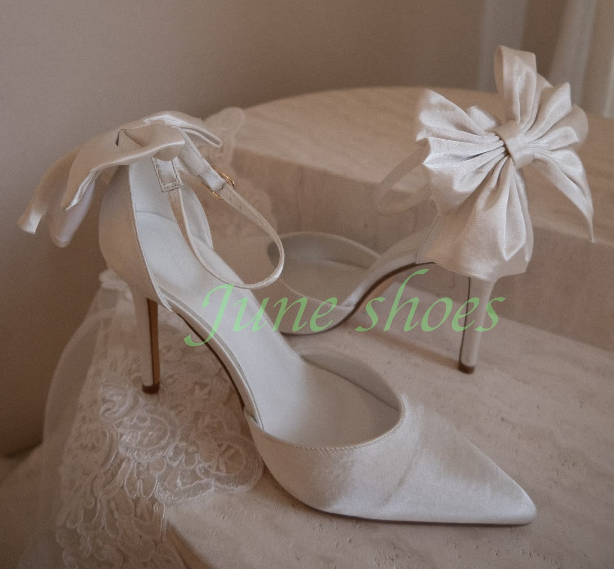 Slingback Heel Formal - Sepatu Hak Tinggi Wanita Ivory Satin