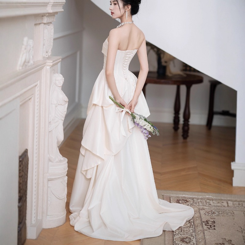 Women'S Formal Wear Wedding - Gaun Pengantin Tanpa Tali Model Prancis,