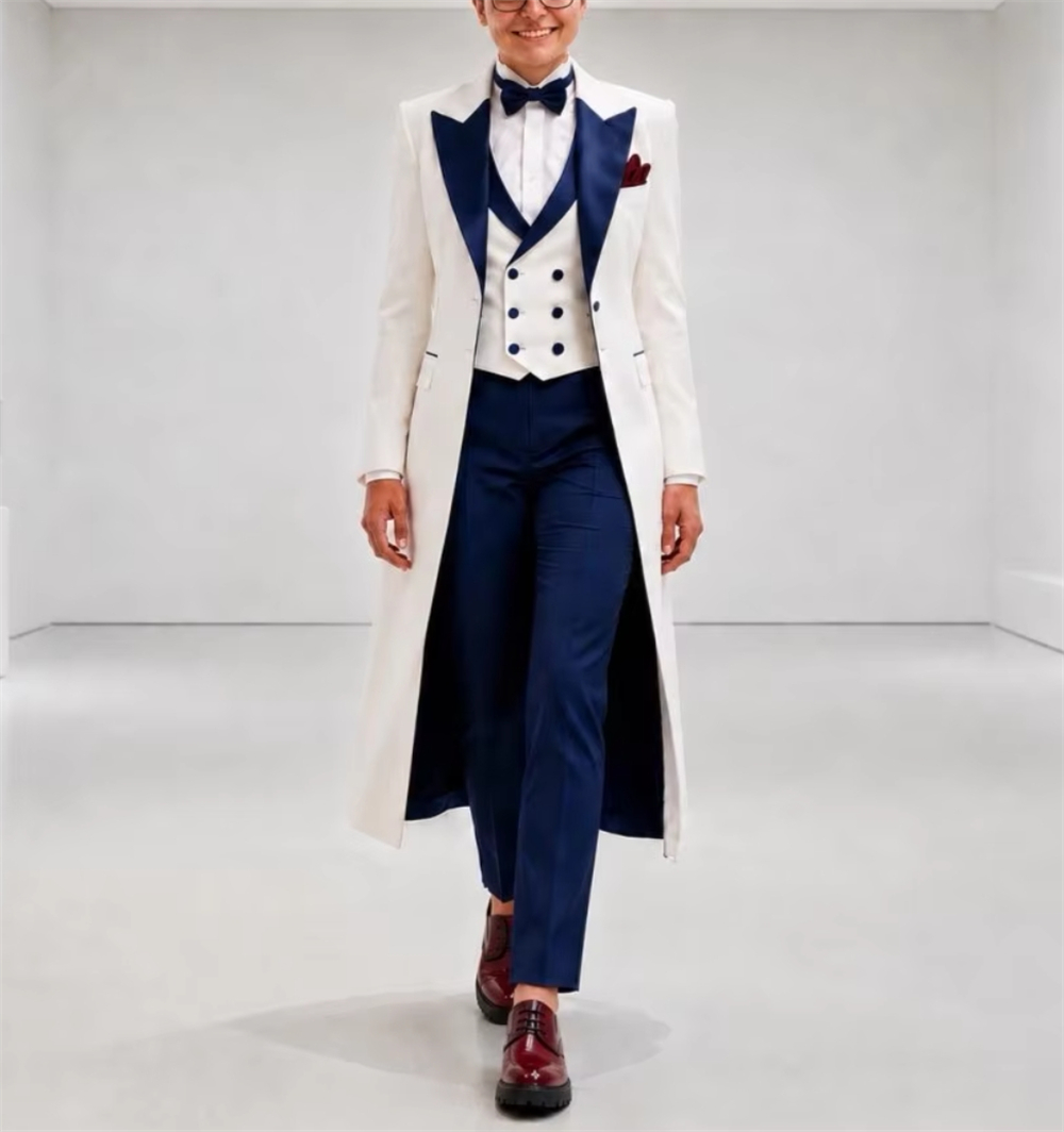 Women'S Formal Wear Wedding - Jas Wanita Biru Navy Putih, Setelan