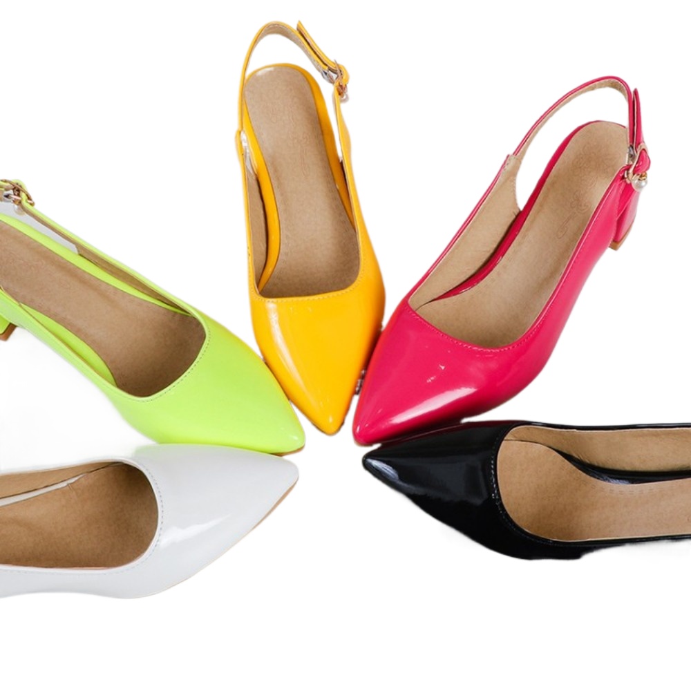 Sepatu Slingback Kulit Paten W - Slingback Heel Formal ulasan dan harga